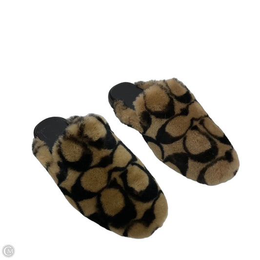 Slippers Designer By Coach In Black & Tan, Size: 6
