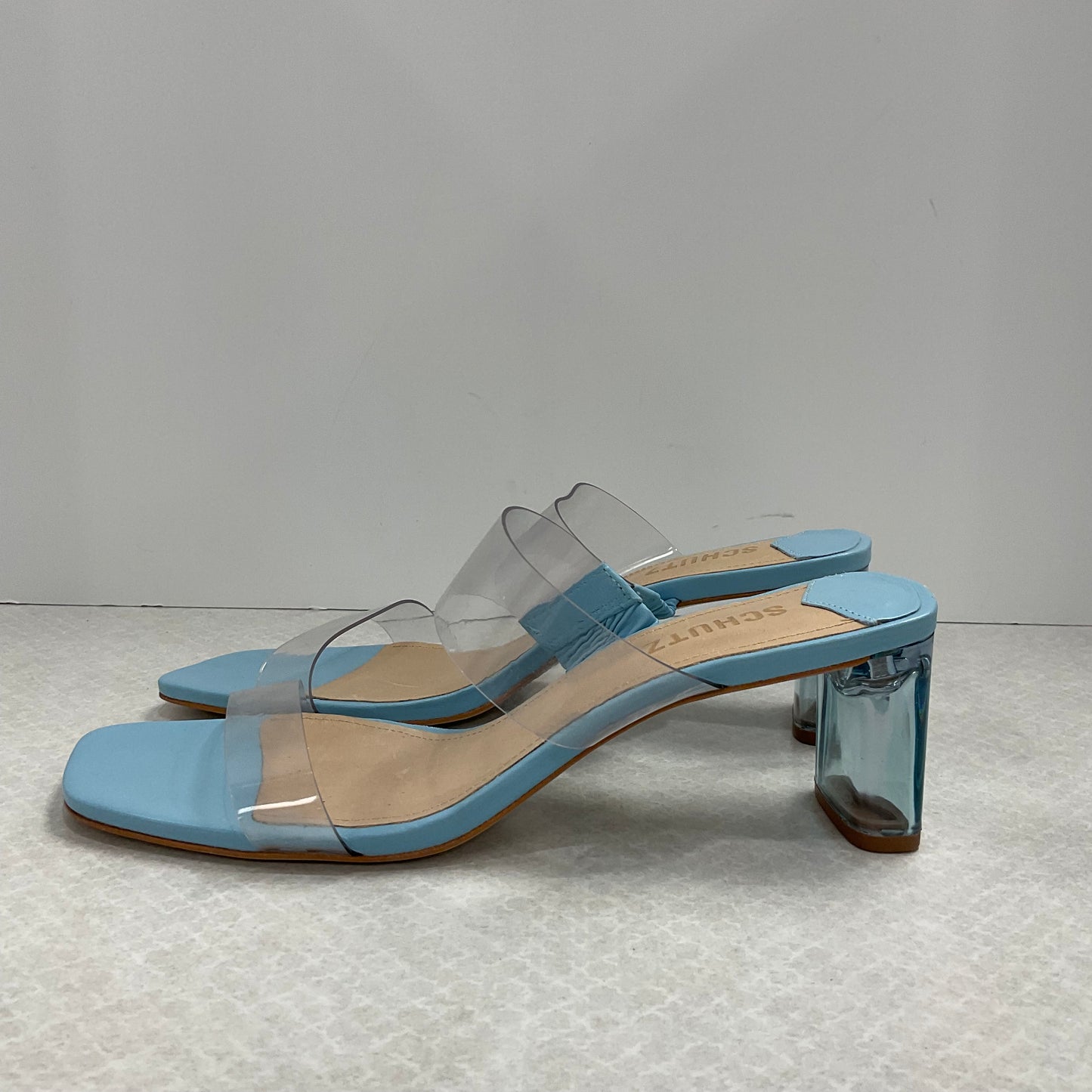 Blue Sandals Heels Block schutz, Size 8.5