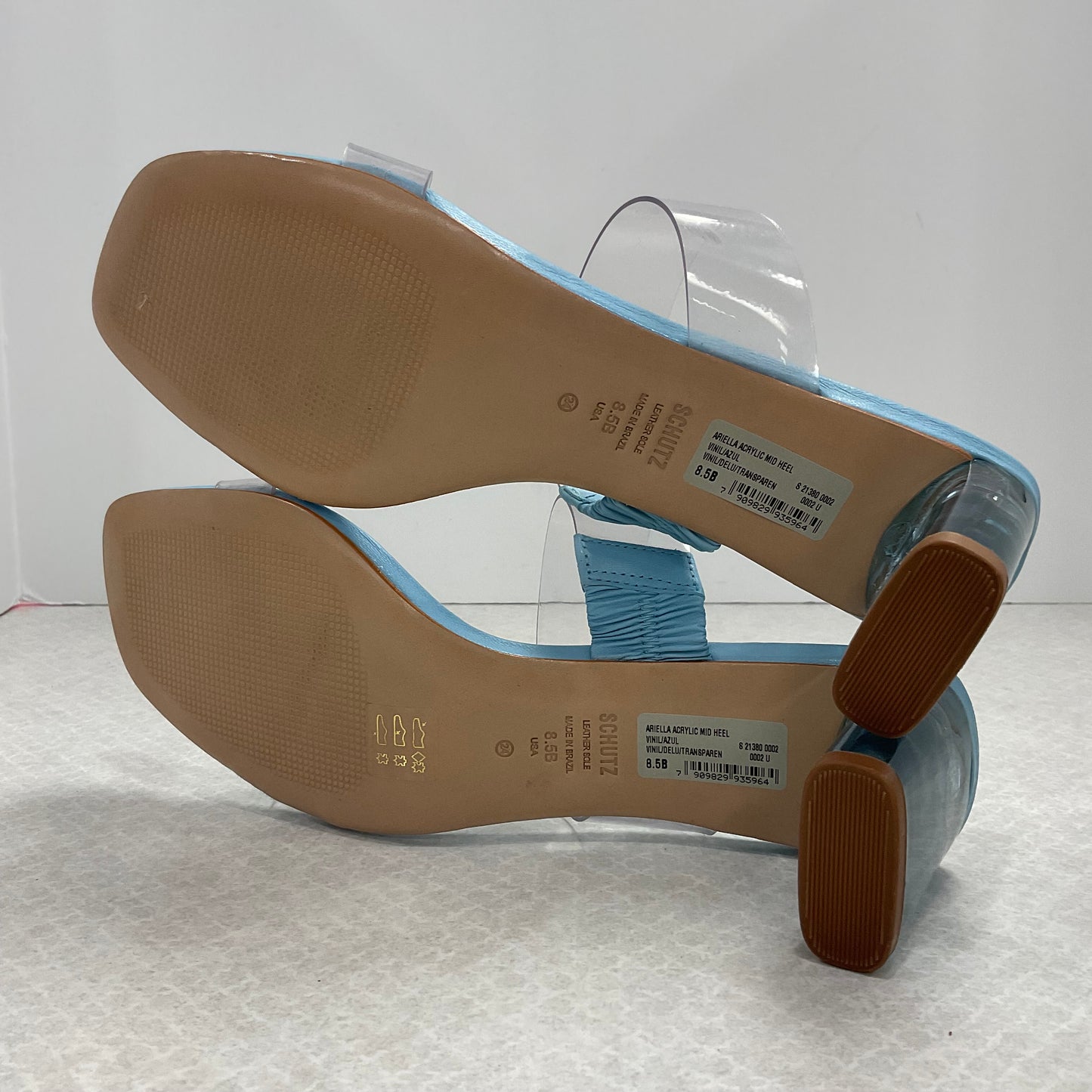 Blue Sandals Heels Block schutz, Size 8.5