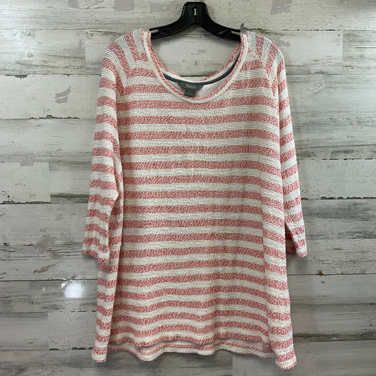 Top 3/4 Sleeve By Natural Reflections In Red & White, Size: 1x