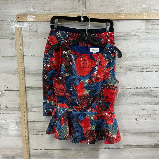 Blue & Red Skirt Set 2pc Anthropologie, Size PETITE SMALL