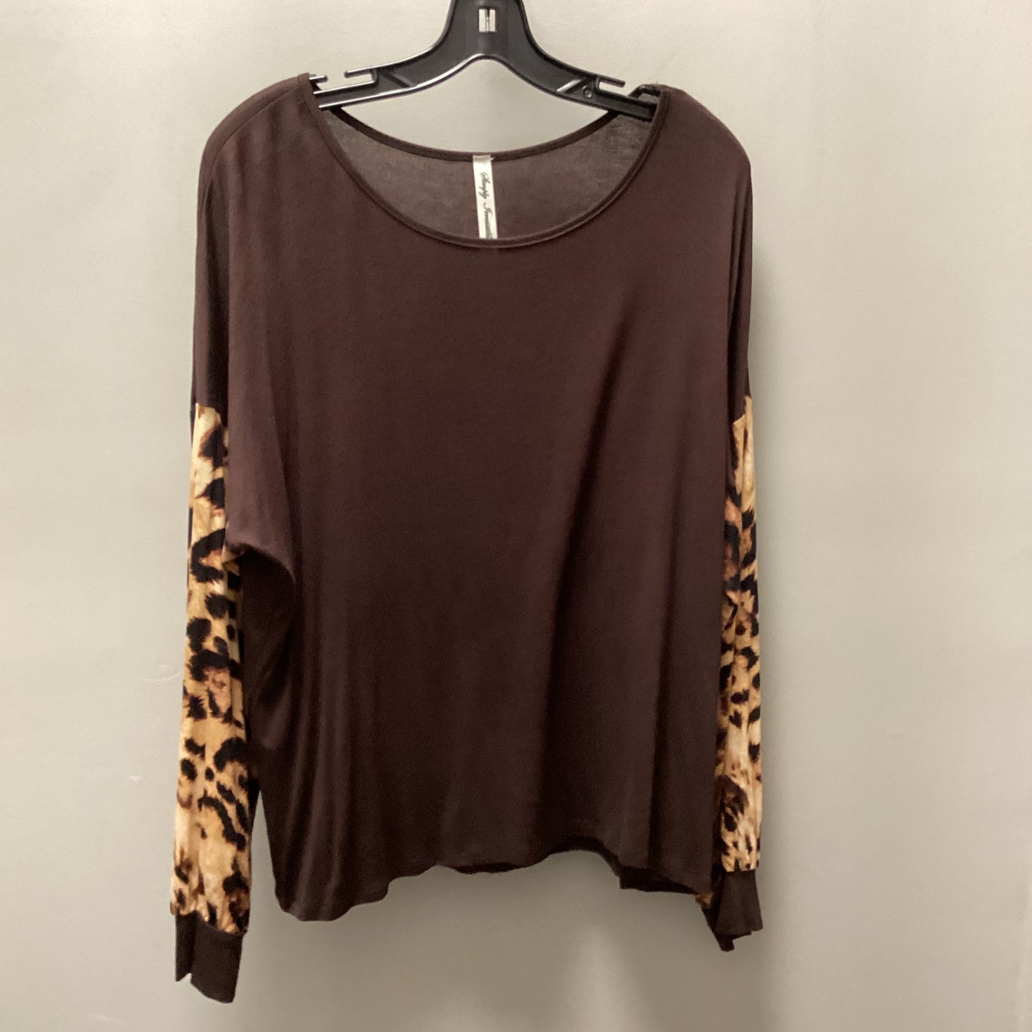 Top Long Sleeve Basic By Simply Irresistible In Brown, Size: Xl