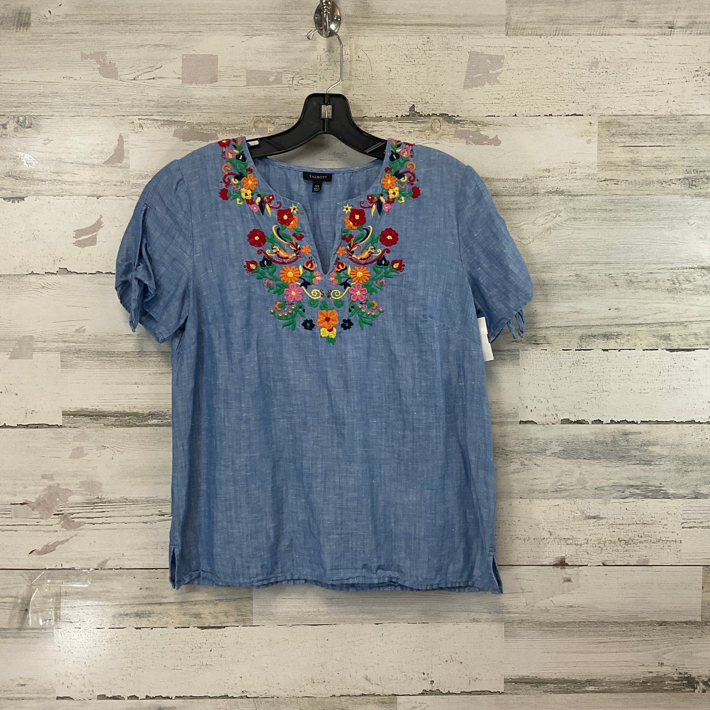 Top Short Sleeve By Talbots In Blue Denim, Size: Xs