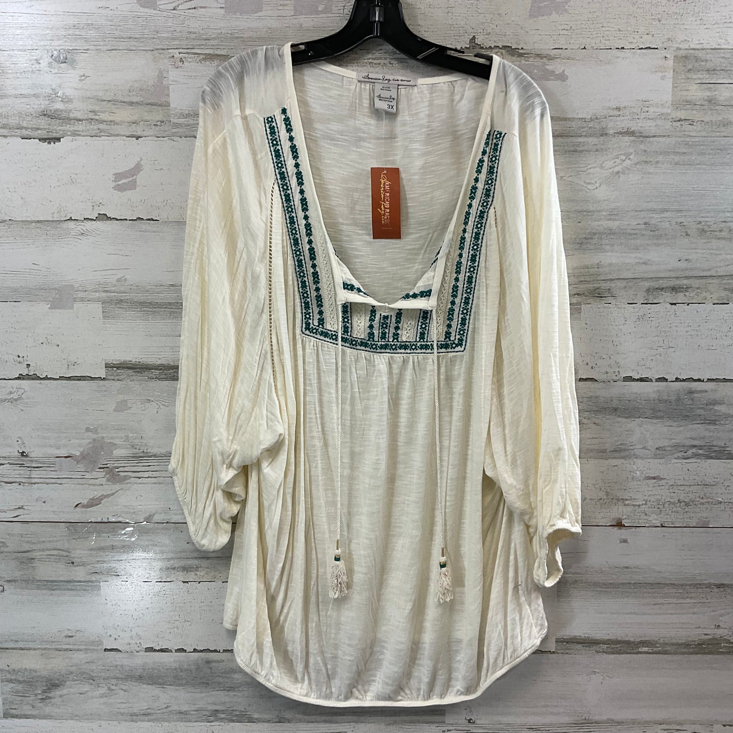 Top Long Sleeve By America Rag In Cream, Size: 3x