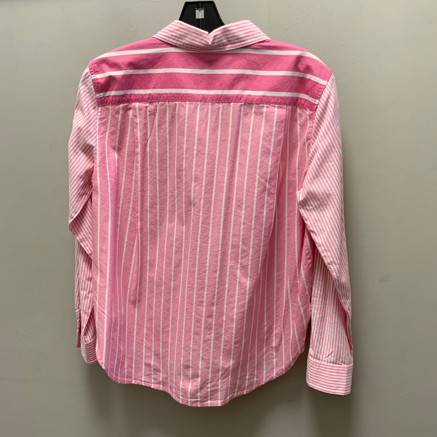 Blouse Long Sleeve By Loft In Pink & White, Size: Petite   S