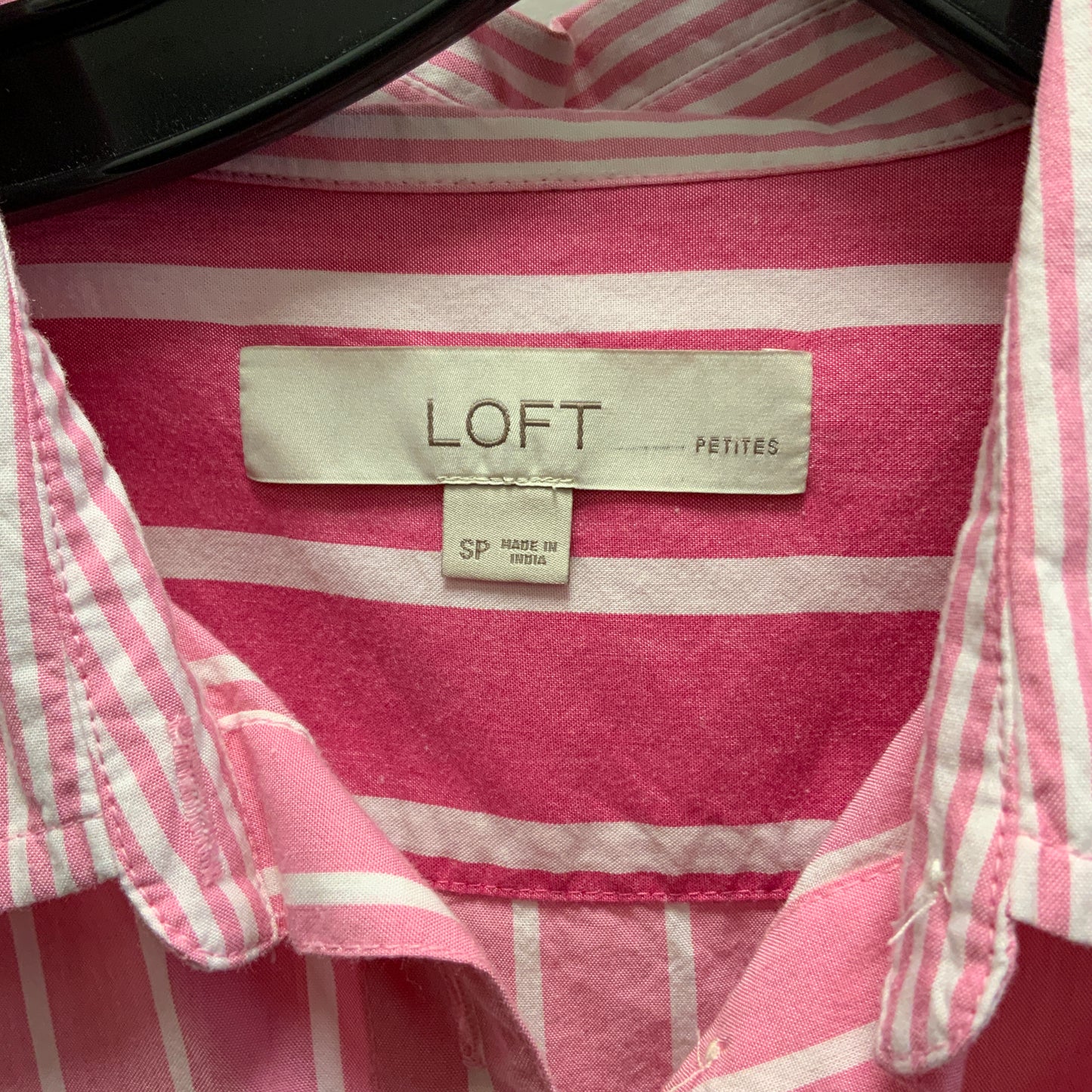 Blouse Long Sleeve By Loft In Pink & White, Size: Petite   S