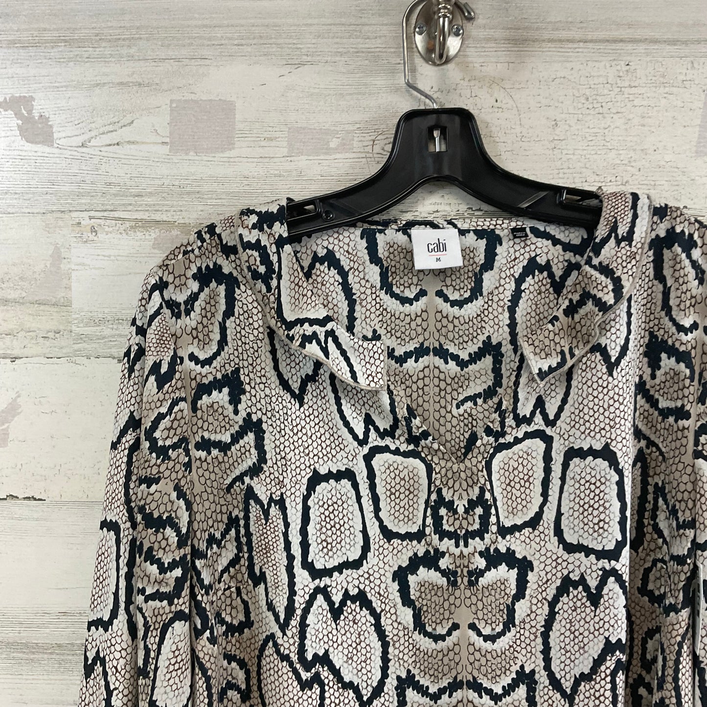 Blouse Long Sleeve By Cabi In Snakeskin Print, Size: M