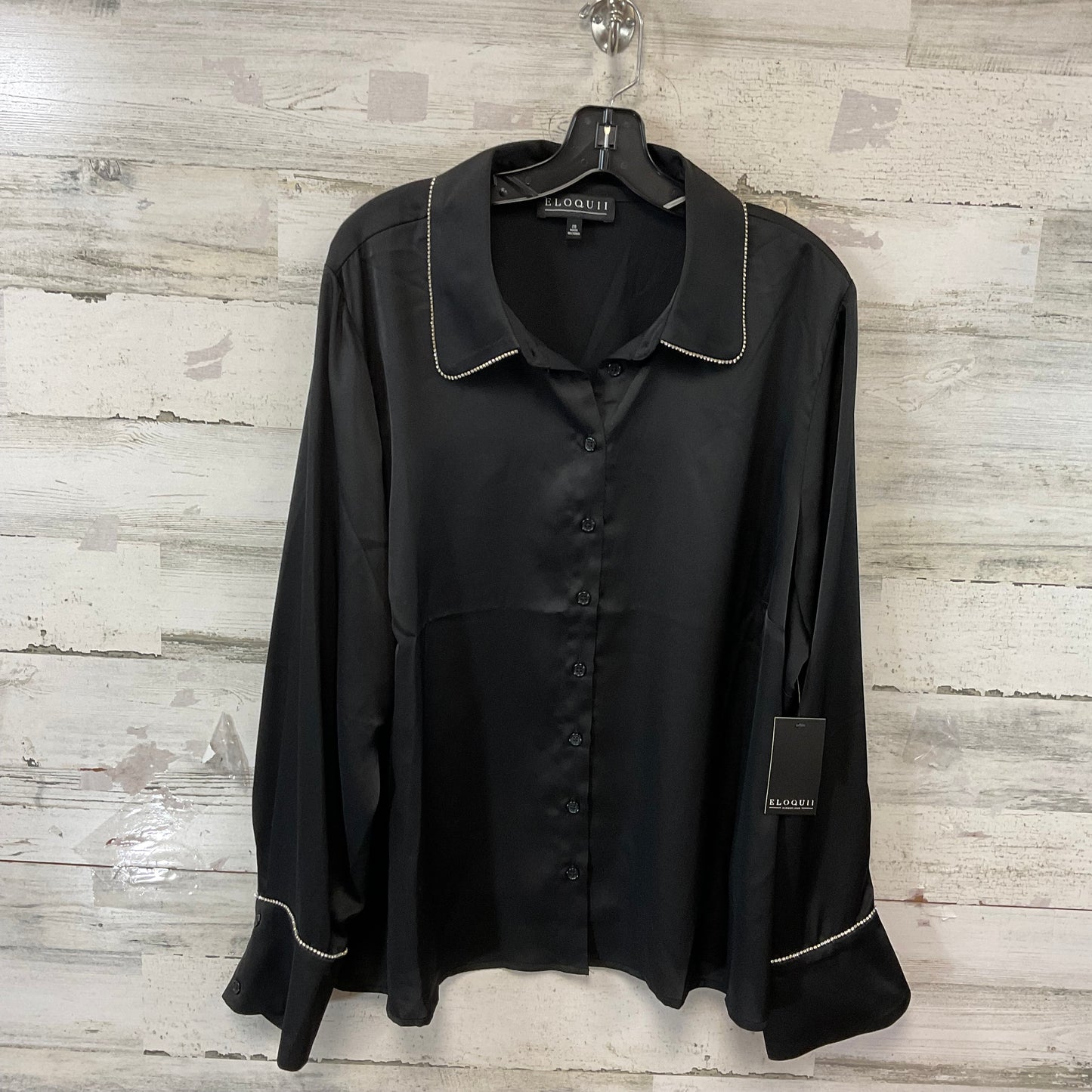 Blouse Long Sleeve By Eloquii In Black, Size: 2x