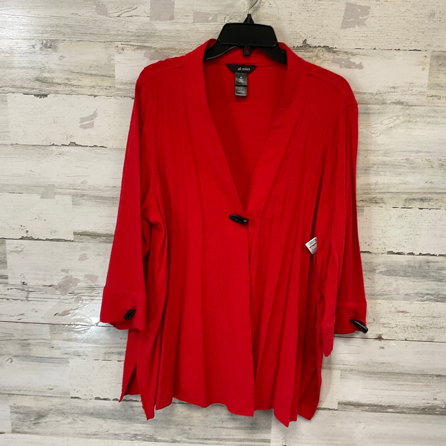 Blouse Long Sleeve By Ali Miles In Red, Size: Xl