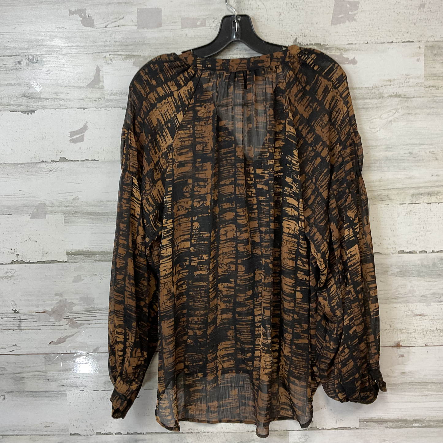 Blouse Long Sleeve By Truth In Black & Tan, Size: L