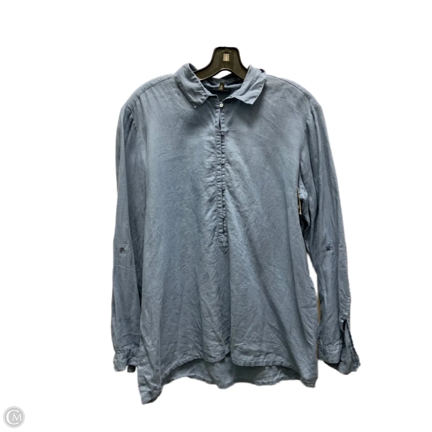 Blouse Long Sleeve By Eileen Fisher In Blue, Size: S