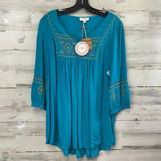 Top 3/4 Sleeve By Umgee In Blue, Size: L