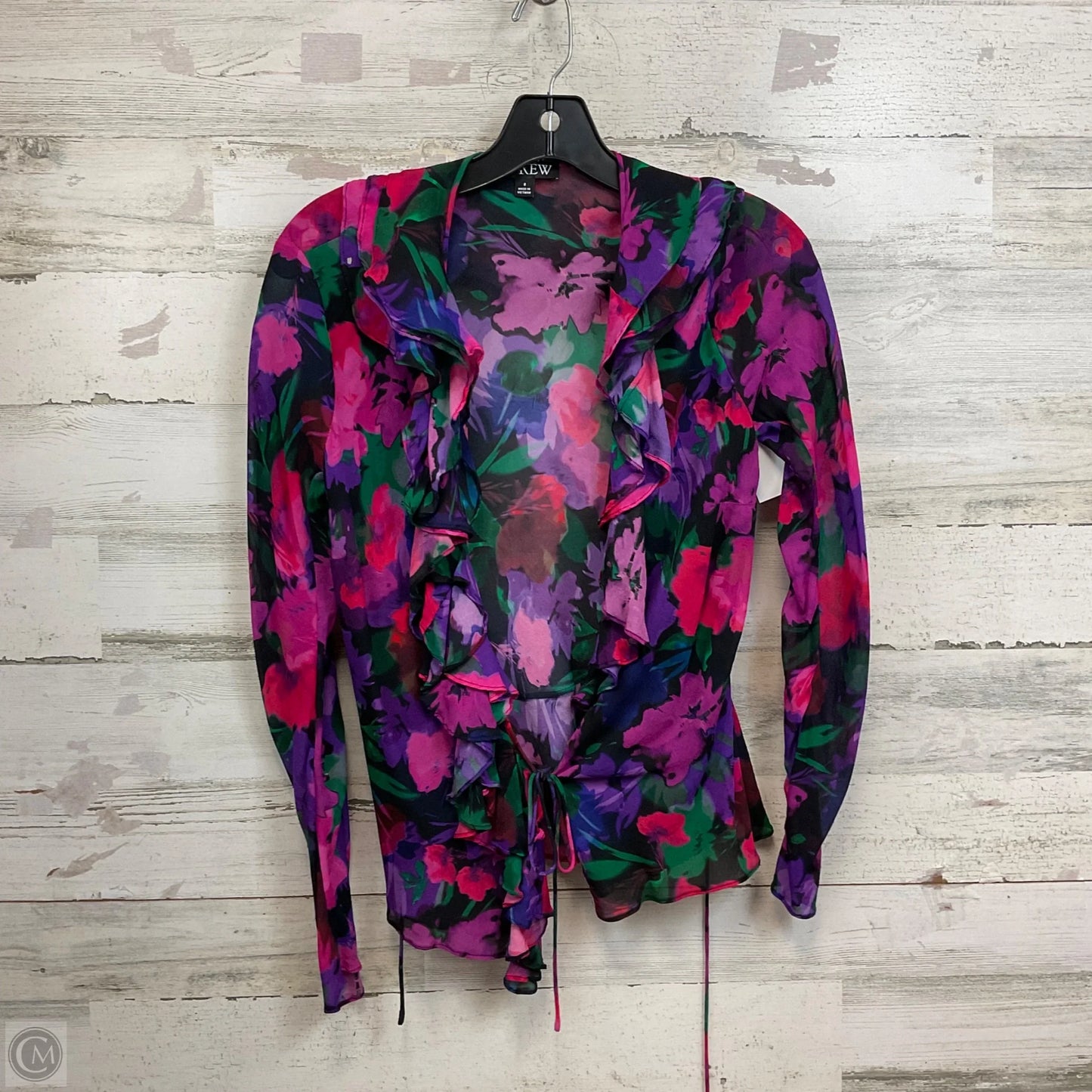 Blouse Long Sleeve By J. Crew In Black & Pink, Size: M