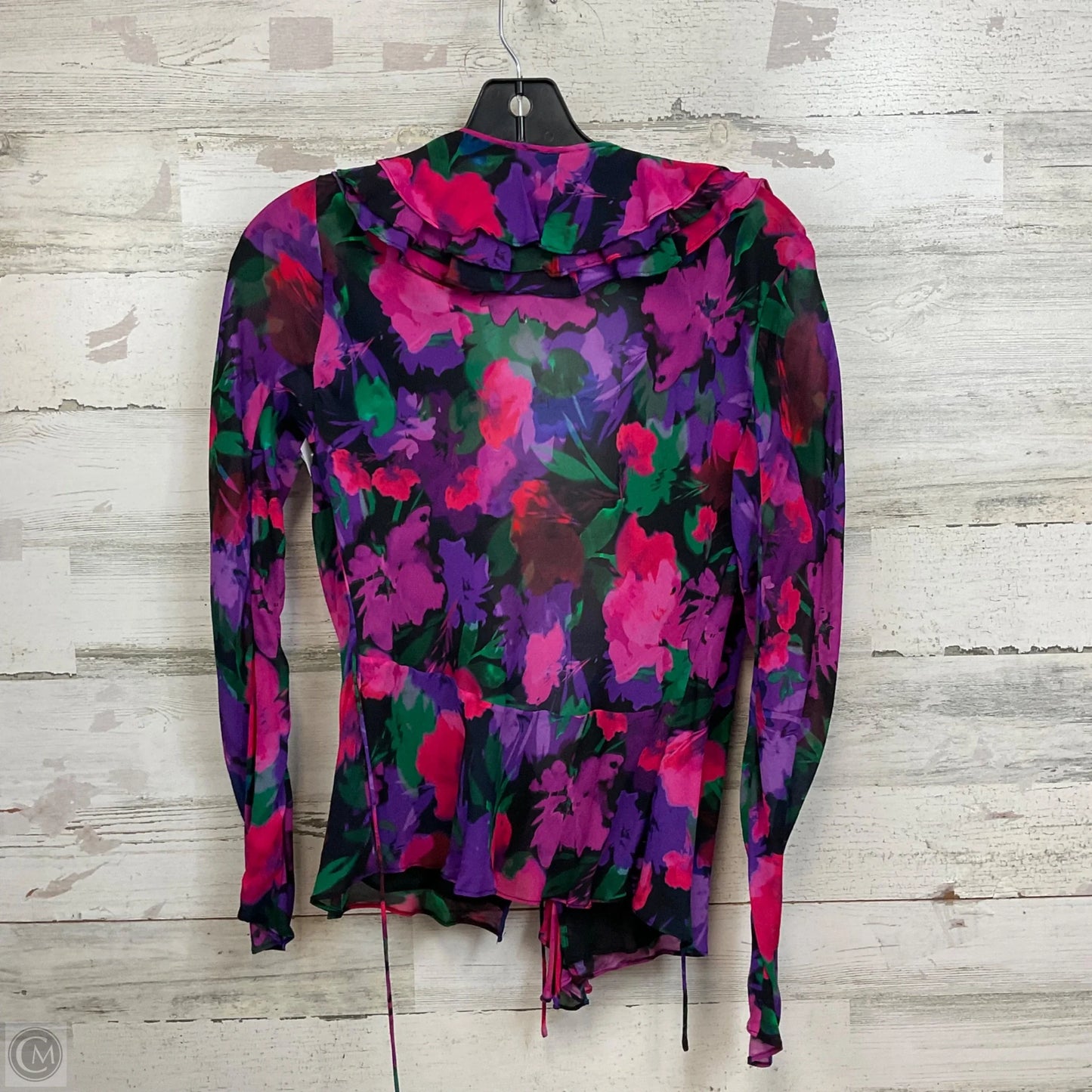 Blouse Long Sleeve By J. Crew In Black & Pink, Size: M