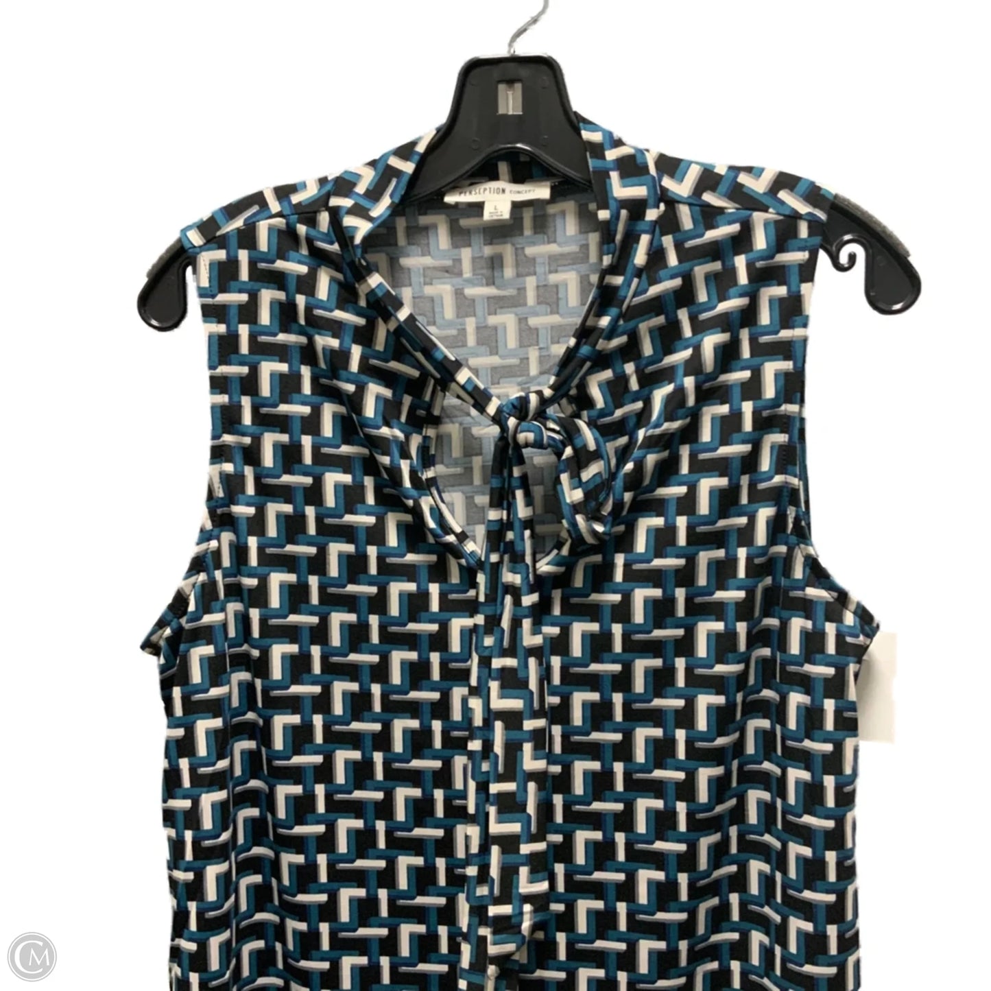 Top Sleeveless By Perseption Concept In Black & Blue, Size: L