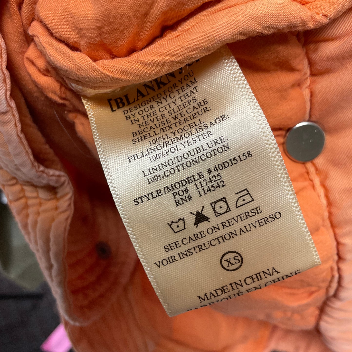 Jacket Puffer & Quilted By Blanknyc In Orange, Size: Xs