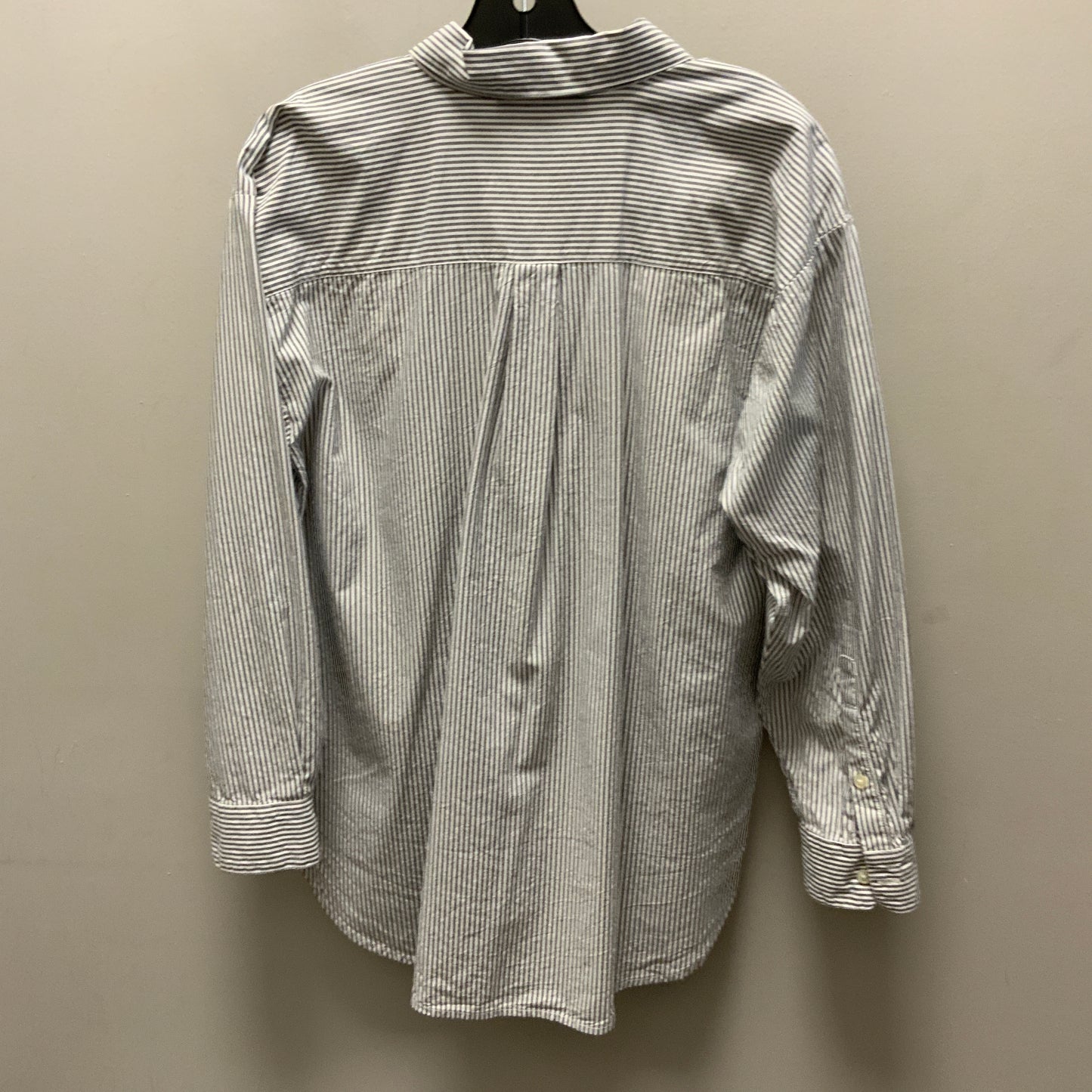 Blouse Long Sleeve By Loft In Grey & White, Size: Mp