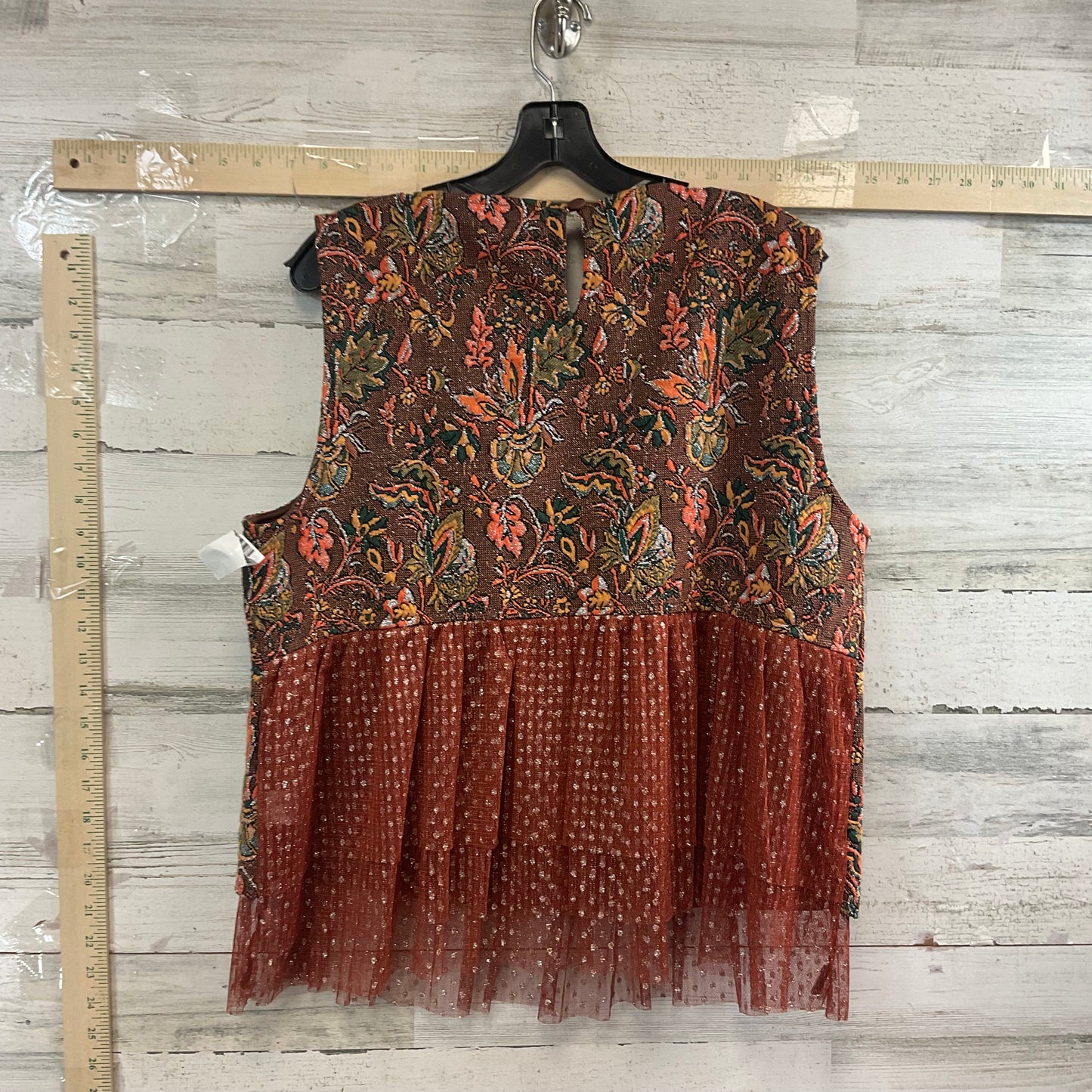 Brown & Orange Top Sleeveless Eva Franco, Size Xl