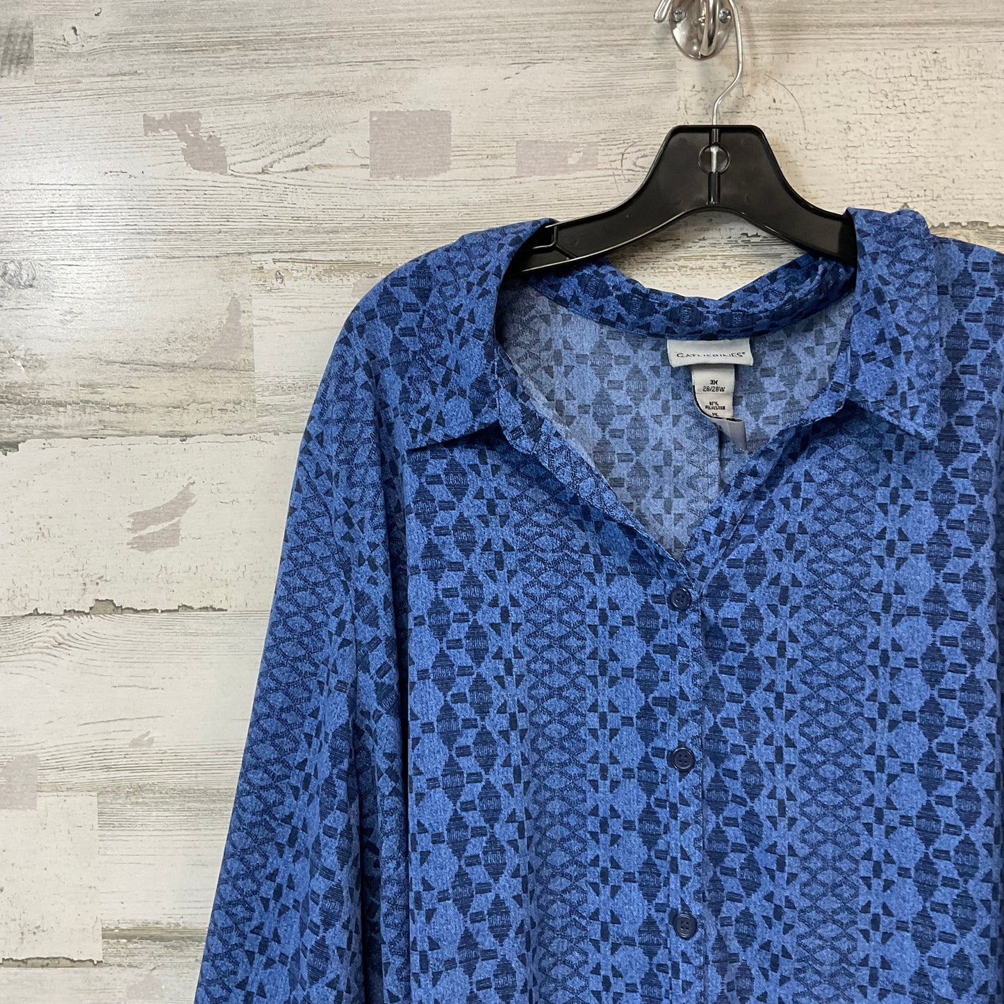 Blouse 3/4 Sleeve By Catherines In Blue, Size: 3x