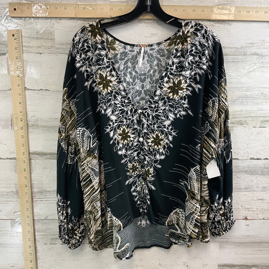 Black & White Blouse Long Sleeve Free People, Size Xs