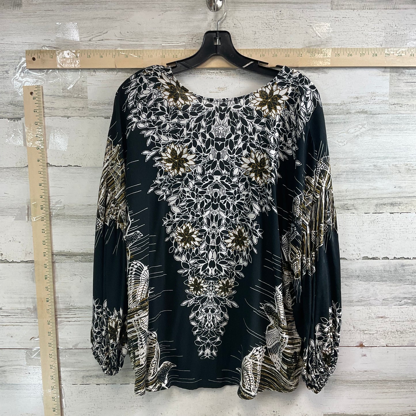 Black & White Blouse Long Sleeve Free People, Size Xs