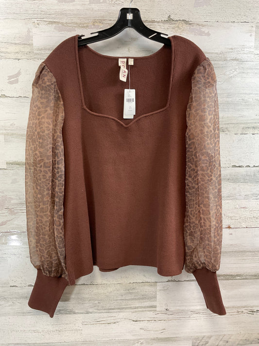 Top Long Sleeve By Dolan Left Coast In Brown, Size: 2x