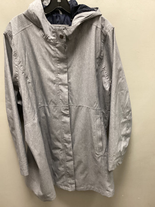 Coat Raincoat By Eddie Bauer In Blue & Grey, Size: 2x