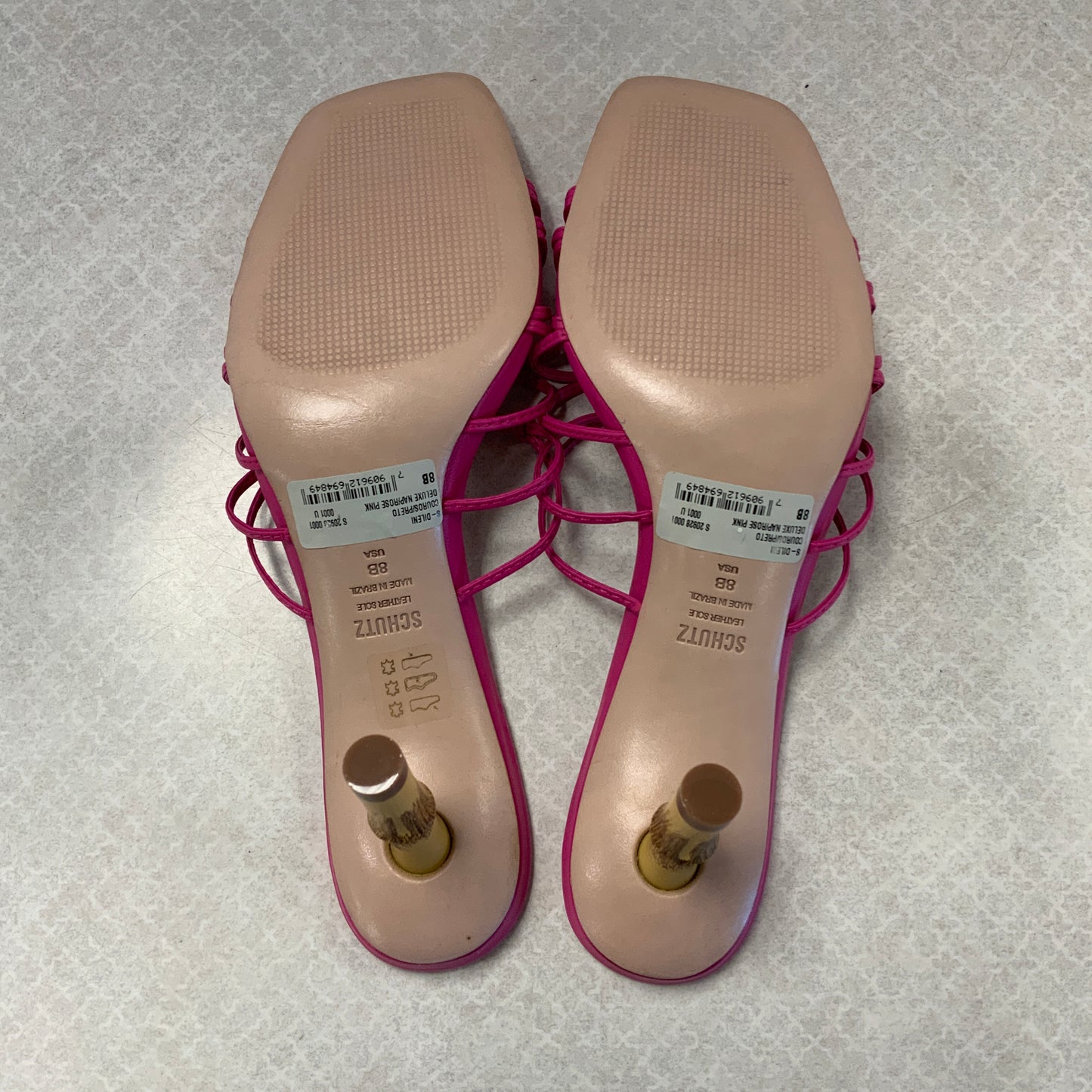 Pink Sandals Heels Stiletto Schutz , Size 8