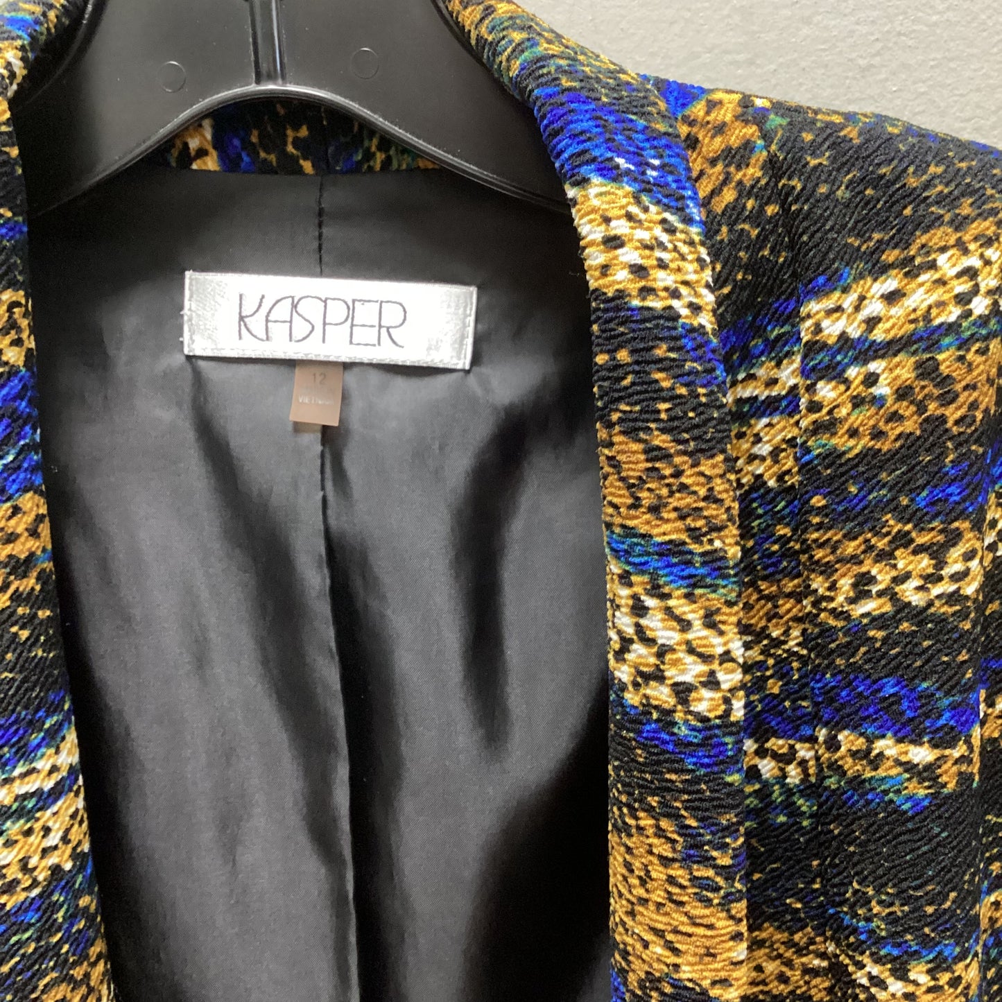 Blazer By Kasper In Blue & Yellow, Size: L