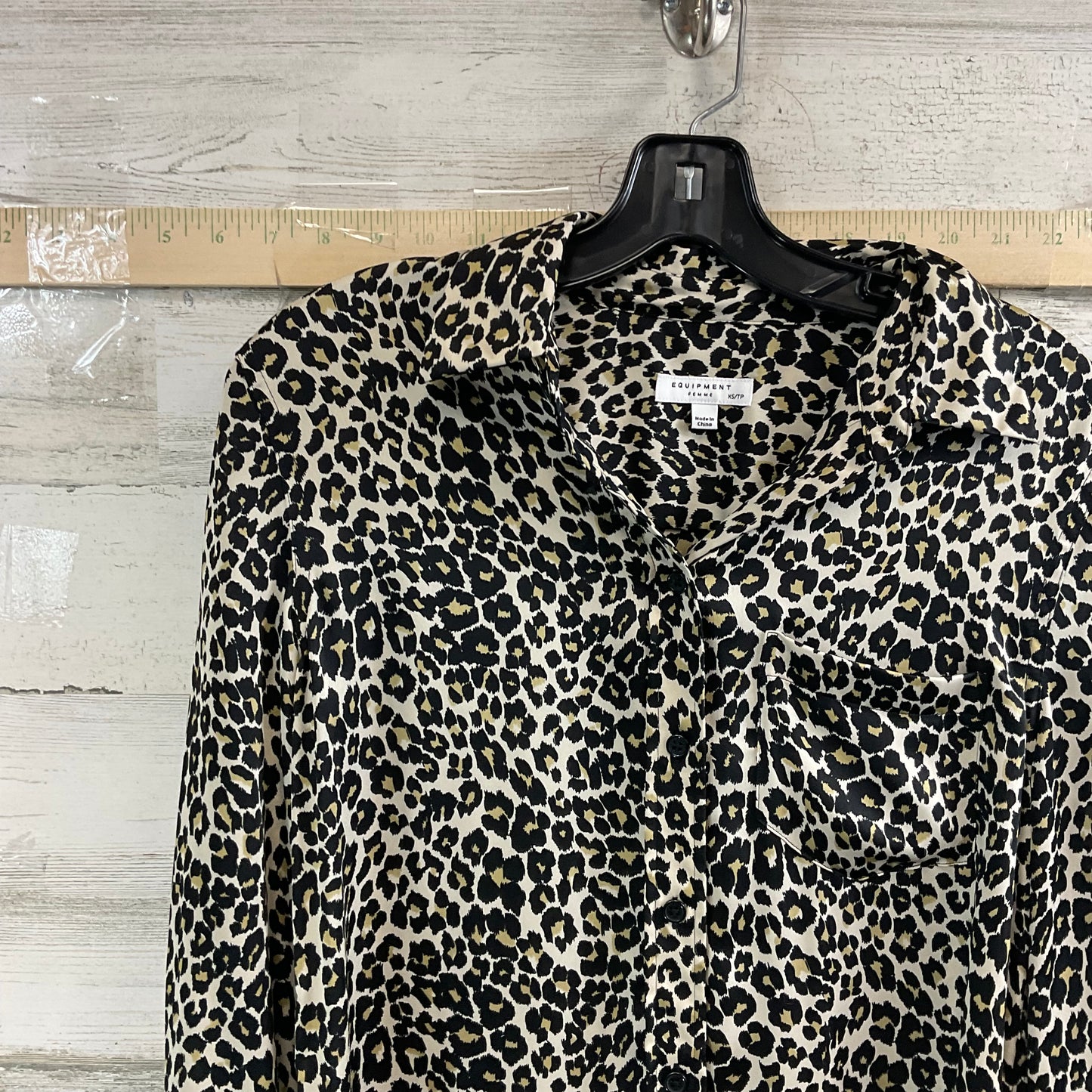 Animal Print Blouse Long Sleeve Equipment, Size Xs