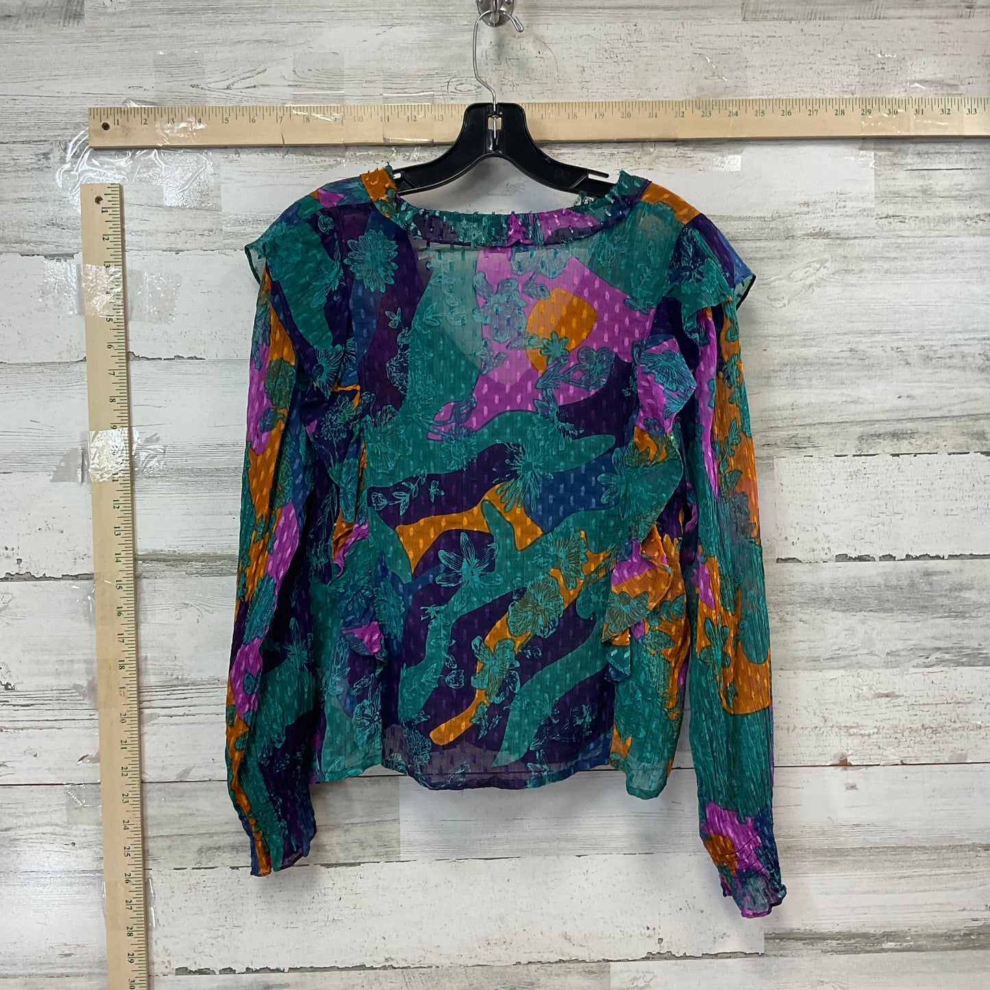 Green & Purple Top Long Sleeve Frnch, Size M