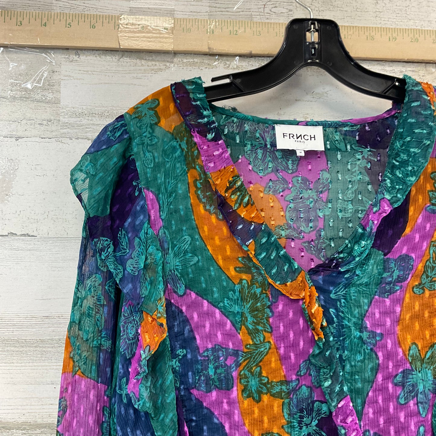 Green & Purple Top Long Sleeve Frnch, Size M