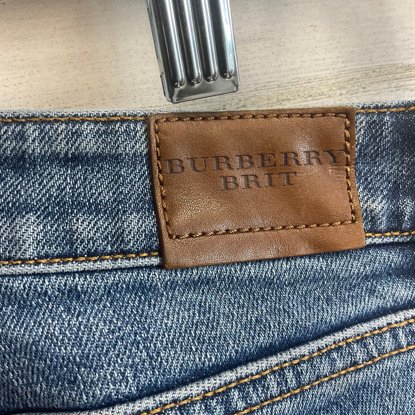 Jeans Luxury Designer By Burberry In Blue Denim, Size:10