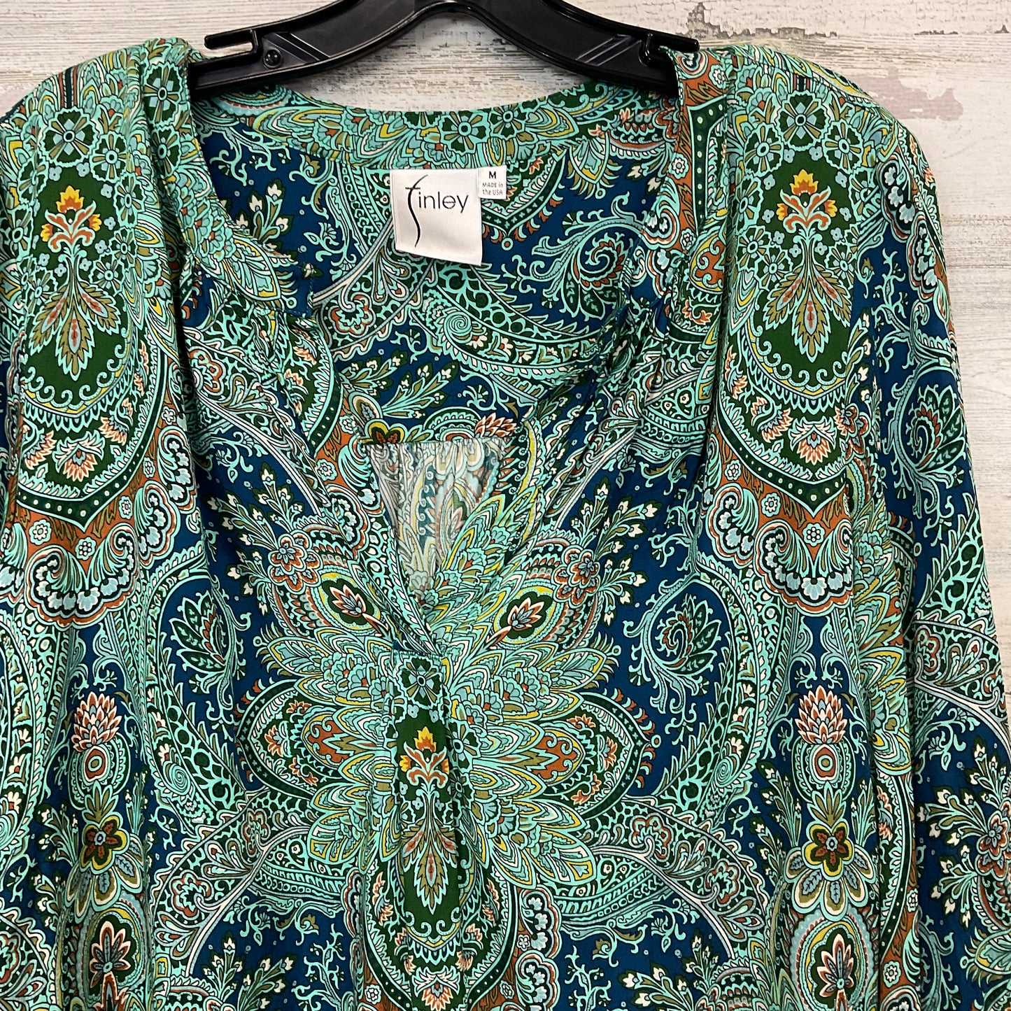 Blouse Ls By Finley In Green, Size:M