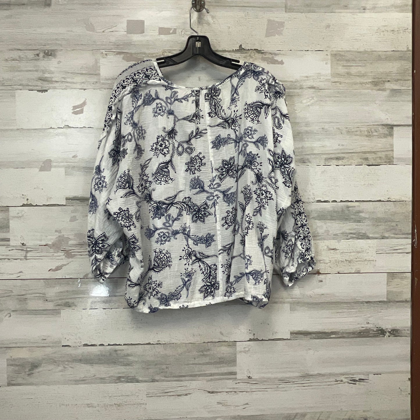 Blouse Ls By Liverpool In Blue & White, Size:L